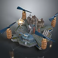 Advanced Futuristic Orbital Space Aerospace Platform With Propellers Antenna And Research Structures 3d model