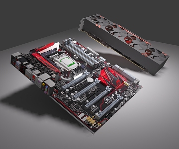 Modern computer motherboard computer motherboard graphics card 3d model