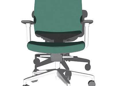 Green Office Chair With Adjustable Armrests And Swivel Wheels Modern Design 3d model