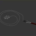 Ornate Weapon Featuring Silver Chain Red Handle and Sharp Blade Design 3d model