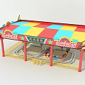 Colorful SUPERCAR Children's Playground Amusement Ride With Track And Roof