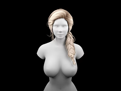 Female Game Movie Character 3D Model With Blonde Braided Hair And Upper Body 3d model