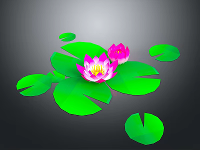 Stunning Pink Lotus Flowers with Fresh Green Leaves on Dark Background Water Plant 3d model