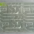 Black And White Geometric Pattern Rug With Green Plant Decoration 3d model