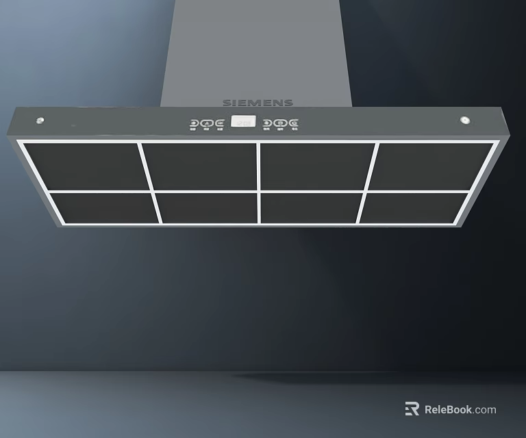 Modern Siemens Range Hood Kitchen Appliance With Black Grid Panel Design 3d model 