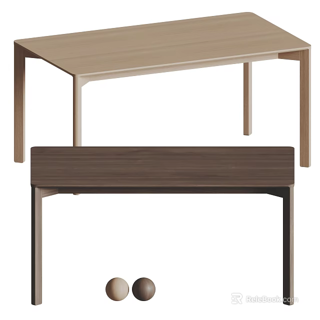 Modern Minimalist Dining Table With Wooden Tabletop Sleek Legs And Smooth Surface 3d model 