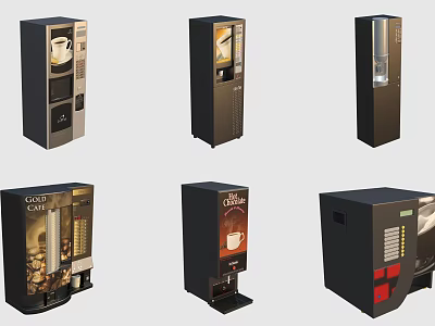 Café Coffee Vending Machines With Different Styles And Coffee Cup Designs 3d model