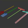 Garden Tools Set With Wooden Handles And Metal Heads Including Fork Shovel Rake Hammer