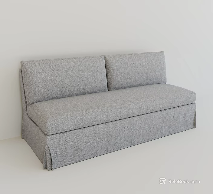 Gray Fabric Multi Seater Sofa With Modern Minimalist Design And Comfortable Backrest 3d model
