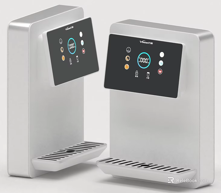 Modern Silver Water Dispensers With Digital Display And Control Panel For Home Use 3d model 