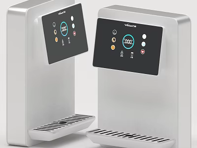 Modern Silver Water Dispensers With Digital Display And Control Panel For Home Use 3d model