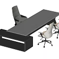 Modern Office Desk With Light Colored Top Black Storage Cabinet And Office Chairs