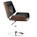 Modern Office Chair With Black Leather Upholstery Wooden Armrests And Adjustable Swivel Base