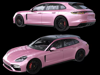 Pink Luxury Sports Estate Car With Sleek Exterior Design And Black Alloy Wheels 3d model