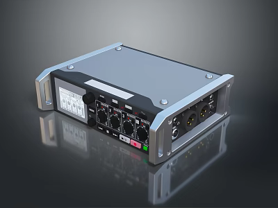 Electronic Device With Metal Casing Silver Frame Black Panel Knobs And Multiple Ports 3d model