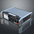 Electronic Device With Metal Casing Silver Frame Black Panel Knobs And Multiple Ports
