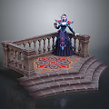 Fantasy Scene Decorative Platform With Stone Balustrade And Intricate Floor Pattern