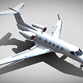 Small White Passenger Jet With Blue Accents And Open Cabin Door