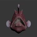 Pink Anglerfish With Luminous Lure And White Spots On Dark Background
