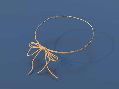 Decorative Gold Braided Hoop With Bow Accent For Everyday Use On Blue Background 3d model