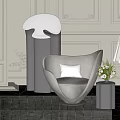 Modern Leisure Chair With Plush Cushion And Elegant Lamp In Luxury Interior