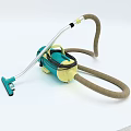 Retro Style Vacuum Cleaner With Attachments And Hose 3d model