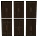Six Dark Brown Wooden Double Doors With Gold Accents And Elegant Design
