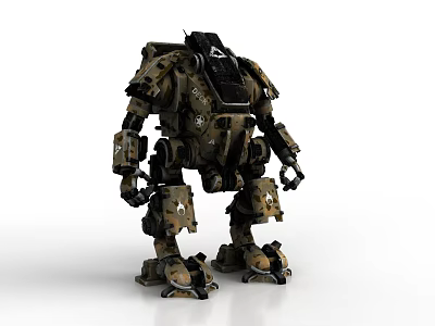 Military Camouflage Mech Robot Game Movie Character With Heavy Armor And Mechanical Joints 3d model