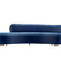Blue Curved Velvet Sofa With Golden Legs Modern Living Room Furniture