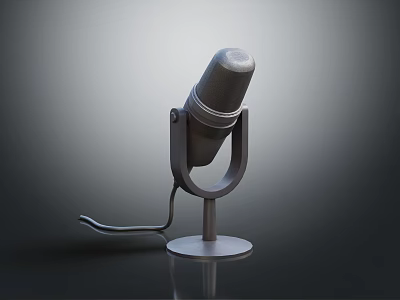 Vintage Design Desktop Microphone With Metal Stand For Professional Audio Use 3d model