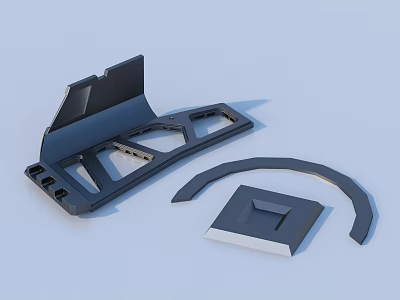 Black Mechanical Components With Curved And Square Parts For Device Assembly 3d model