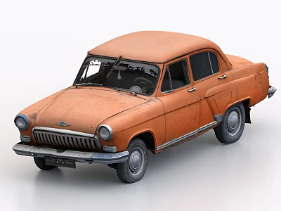 Orange Vintage Classic Car with Rusty Weathered Exterior and Timeless Design 3d model