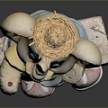 Cute Elephant Figurine Wearing Straw Hat Blue Overalls And Pink Shoes Standing On Square Base