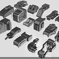 Industrial Equipment Collection Of Black Mechanical Parts And Precision Engineered Components