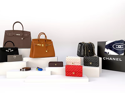 Chanel Luxury Handbags Collection With Leather Tote Chain Bags And Multiple Colors 3d model
