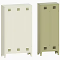 Tall Standing Lockers in White and Light Green with Double Doors and Ventilation Slots