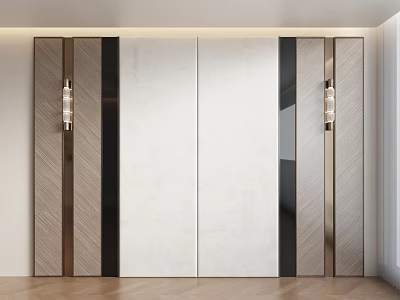 Contemporary Interior Wall Design With Sconces And Mixed Material Panels 3d model