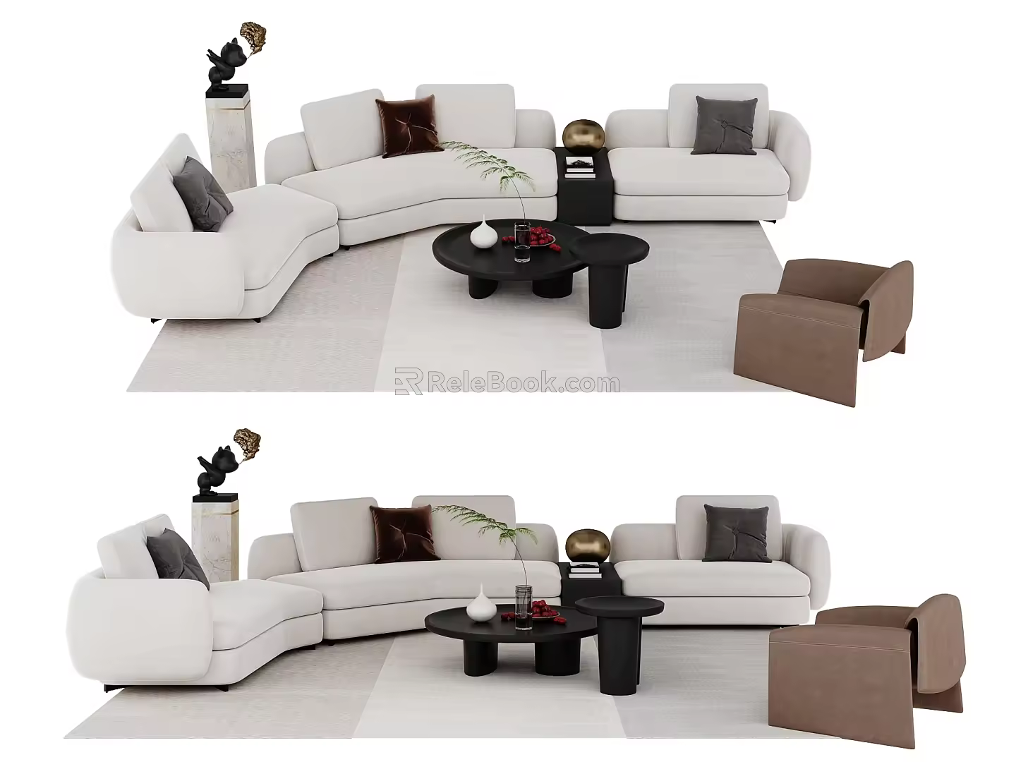 Corner Sofa Combination Coffee Table Single Sofa 3d model