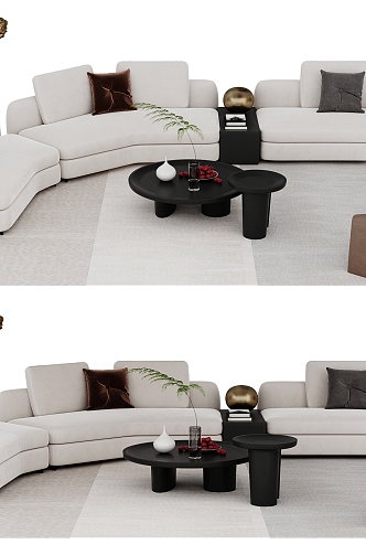 Corner Sofa Combination Coffee Table Single Sofa 3d model