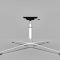 Modern Stool With Black Seat And Silver Metal Star Shaped Base Design