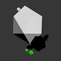 Low Poly Black and White Sheep Figure With Green Leaf and Red Plant