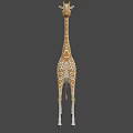 Realistic 3D Giraffe Model With Brown White Spots Standing On Grey Background 3d model