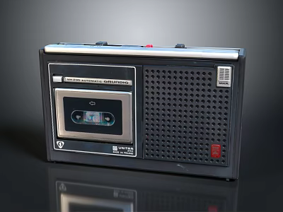 Vintage Cassette Recorder With Retro Design Tape Slot And Speaker Grille 3d model