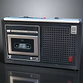 Vintage Cassette Recorder With Retro Design Tape Slot And Speaker Grille