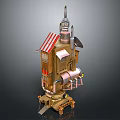 Steampunk Mechanical Tower With Engineer Character And Mechanical Creature Gear Details 3d model