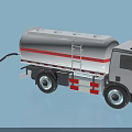 Industrial Tanker Truck With Cylindrical Storage Tank And Extended Fuel Transfer Hose