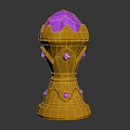 Golden Decorative Home Ornament with Purple Crystal Top and Shiny Golden Detailing