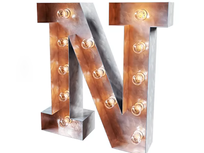 Special Shaped Wall Lamp Letter N Design Metal Frame With Illuminated Bulbs For Indoor Decorative Lighting 3d model