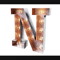 Special Shaped Wall Lamp Letter N Design Metal Frame With Illuminated Bulbs For Indoor Decorative Lighting