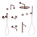 Modern Shower Fixtures With Rain Head Handheld Spray And Control Knobs For Bathroom 3d model